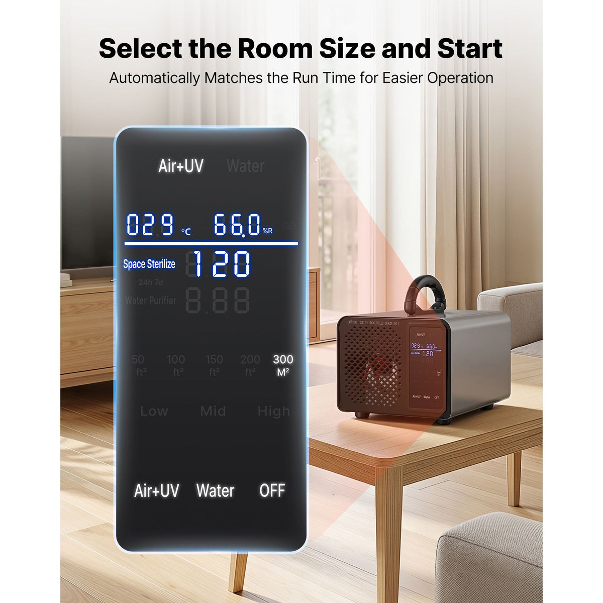 Ozone Generator, 36000mg/h Commercial Ozone Machine, with 15s Delayed Start & Area-Based Timer & LCD Touchscreen Display, Industrial Deodorizer for Car, Smoke, Home Odors, Up to 3200 sq.ft
