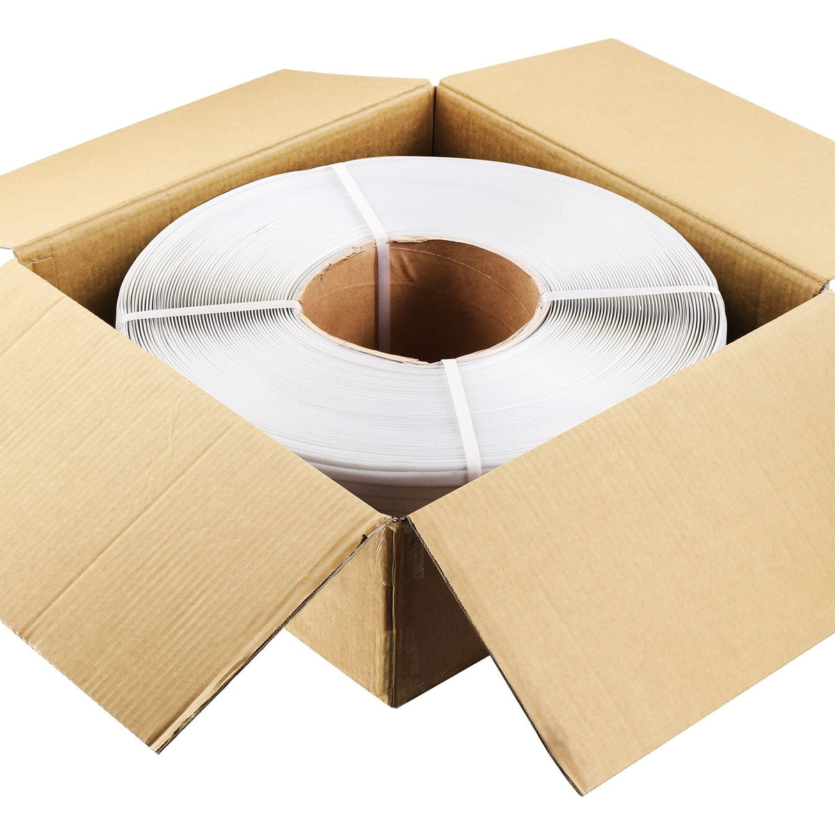 Packaging Polypropylene (PP) Strapping Roll, 9900' Length x 1/2" Width x 0.03" Thickness, 243 lbs Break Strength, Heavy Duty Banding Pallet Strap Coil, Portable Strong Packing Straps, White