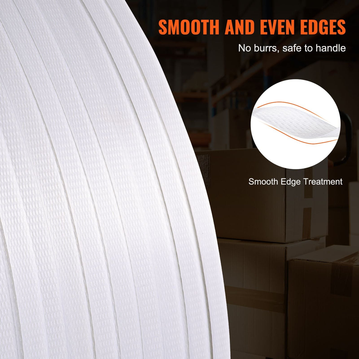 Packaging Polypropylene (PP) Strapping Roll, 9900' Length x 1/2" Width x 0.03" Thickness, 243 lbs Break Strength, Heavy Duty Banding Pallet Strap Coil, Portable Strong Packing Straps, White