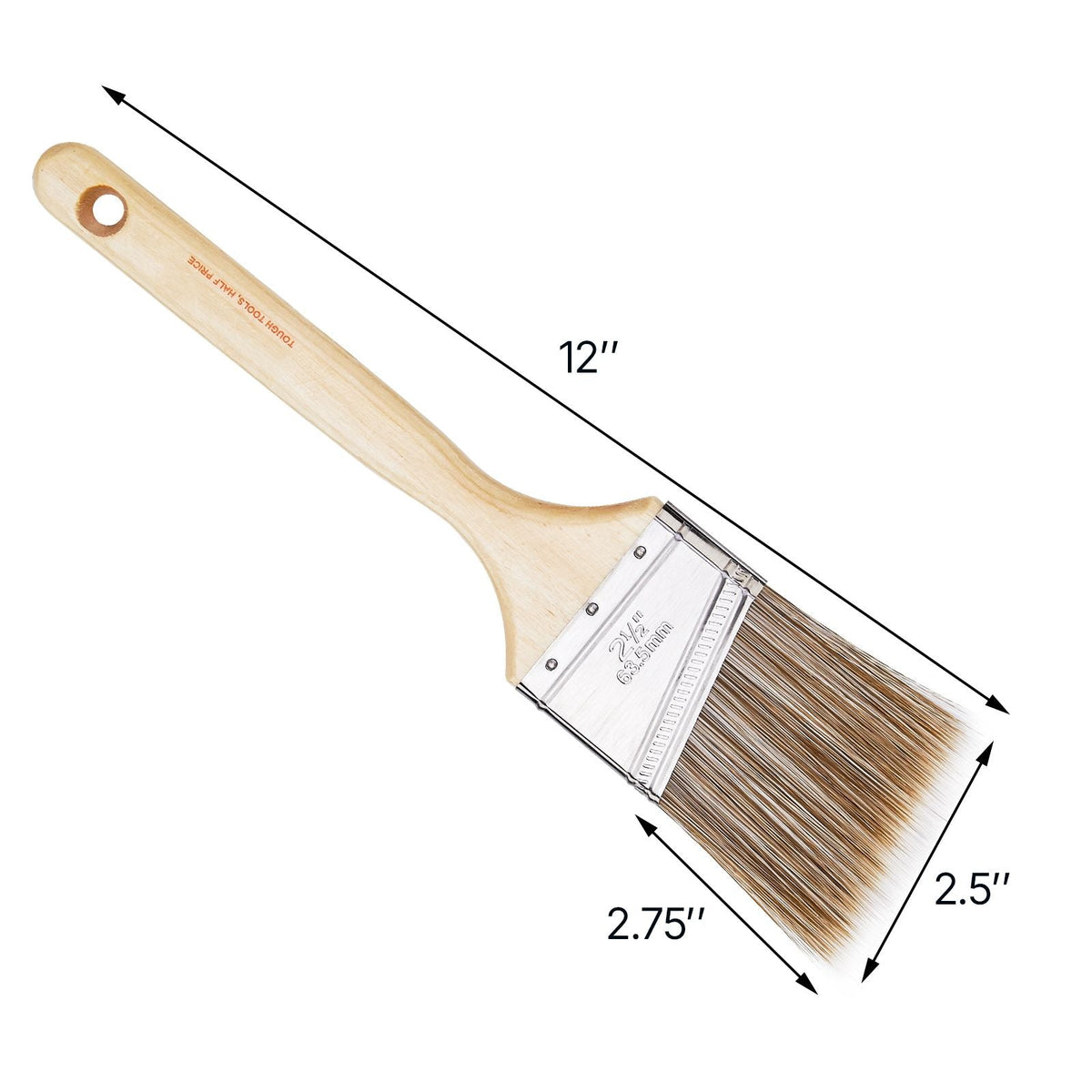 Paint Brushes, 12 Piece Angle Paint Brush, Treated Wood Handle, Paint Brush Set for All Latex and Oil Paints & Stains, Wood Stain Brushes for Cabinets, Walls, Fences, Interior & Exterior Use