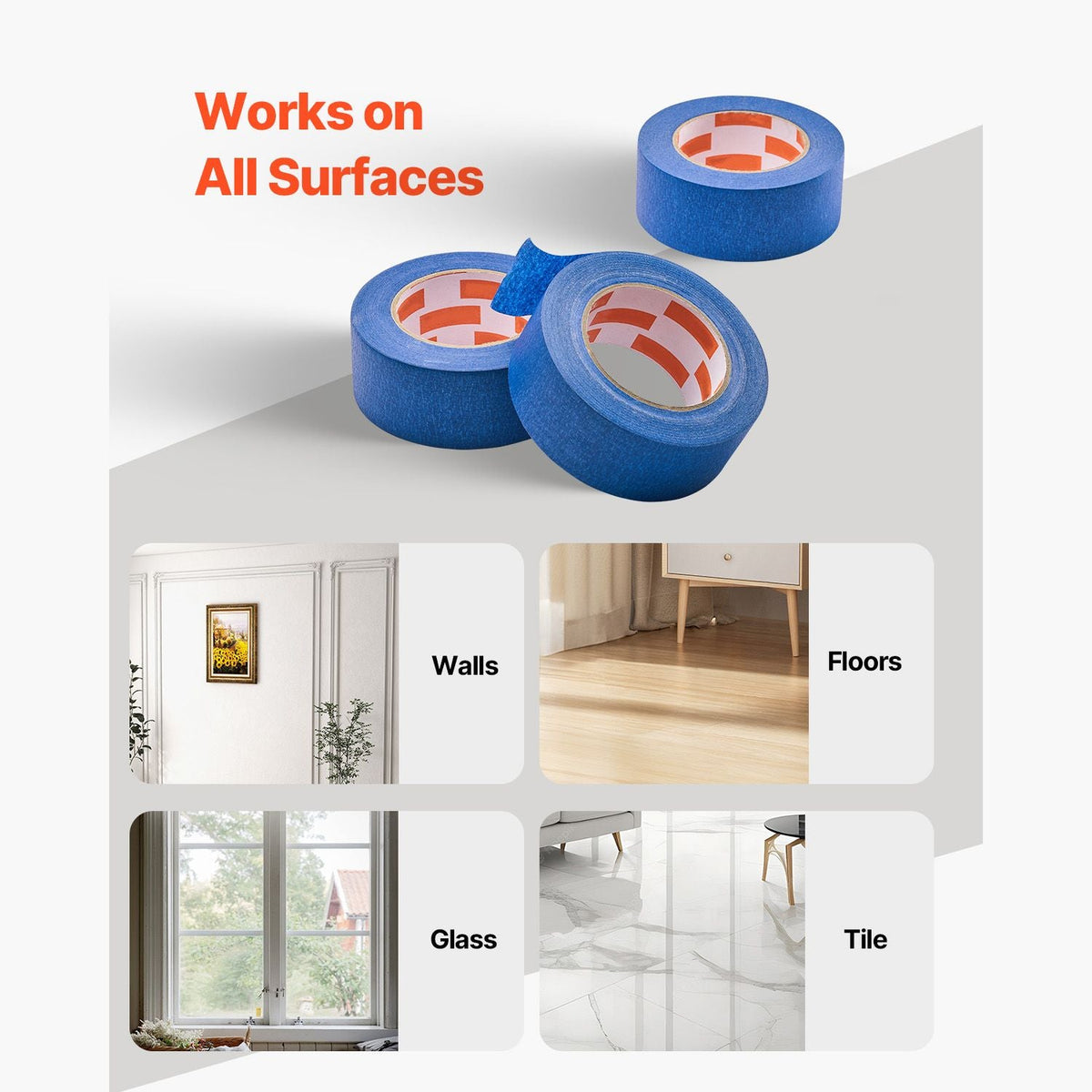 Painters Tape, 2 Inch Wide (1.88 In x 60 Yds), 3 Rolls, Blue Painter Tape for Painting, Edge, Trim, Ceiling, Masking Tape Protects Surfaces and Removes Easily, DIY Craft Art, Labeling Decoration