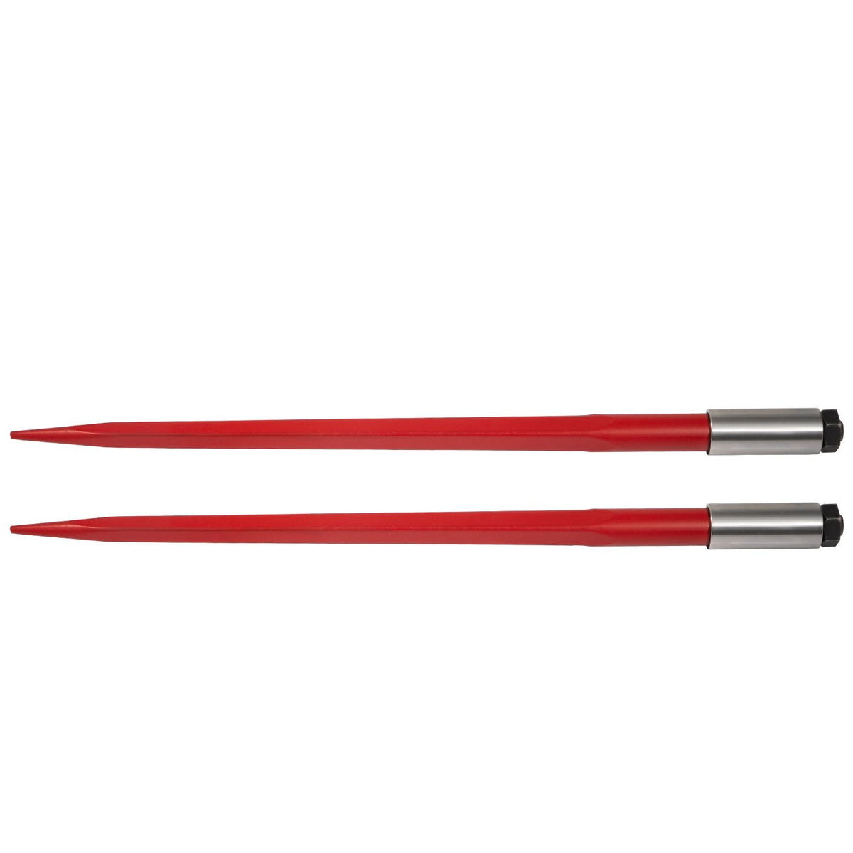 Pair Hay Spear 39" Bale Spear 3000 lbs Capacity, Bale Spike Quick Attach Square Hay Bale Spears 1 3/4", Red Coated Bale Forks, Bale Hay Spike with Hex Nut & Sleeve for Buckets Tractors Loaders