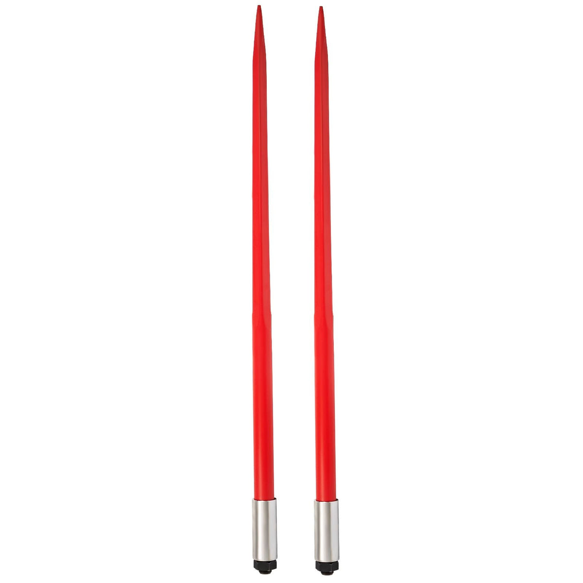 Pair Hay Spear 49" Bale Spear 3000 lbs Capacity, Bale Spike Quick Attach Square Hay Bale Spears 1 3/4", Red Coated Bale Forks, Bale Hay Spike with Hex Nut & Sleeve for Buckets Tractors Loaders