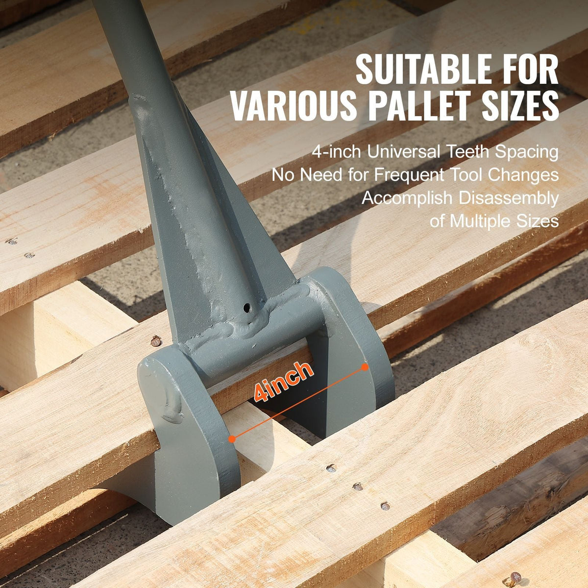 Pallet Buster, 50'' Carbon Steel Handle Pallet Breaker, 2000 lbs Weight Capacity, Heavy Duty Deck Board Removal Tool, Deck Wrecker with Non-Slip Grip for Efficient and Effortless Board Removal