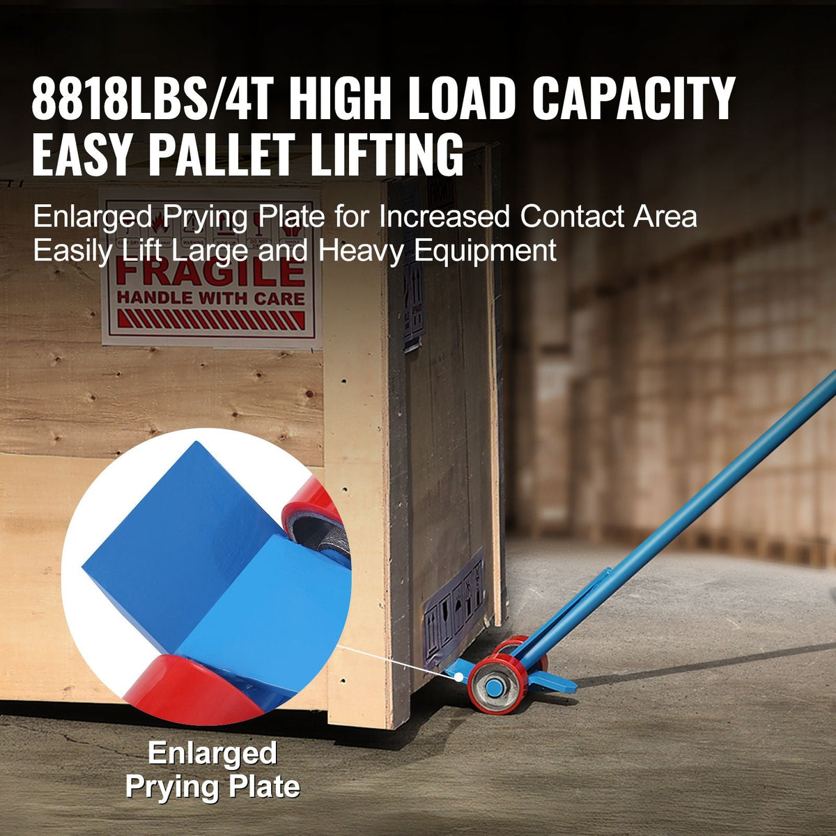 Pallet Buster, 60-Inch Handle, 8818 lbs Weight Capacity, Q235 Carbon Steel, Heavy Duty Deck Wrecker Demolition Wood Pallet Tool Breaker Pry Bar Puller for Efficient and Effortless Board Removal