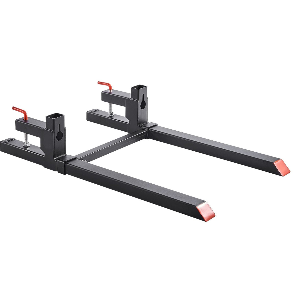 Pallet Forks, 2000 lbs Clamp on Pallet Forks, 43-Inch Total Length Heavy-Duty Tractor Fork with Adjustable Stabilizer Bar for Tractor Attachments, Loader Bucket, and Skid Steer, Black