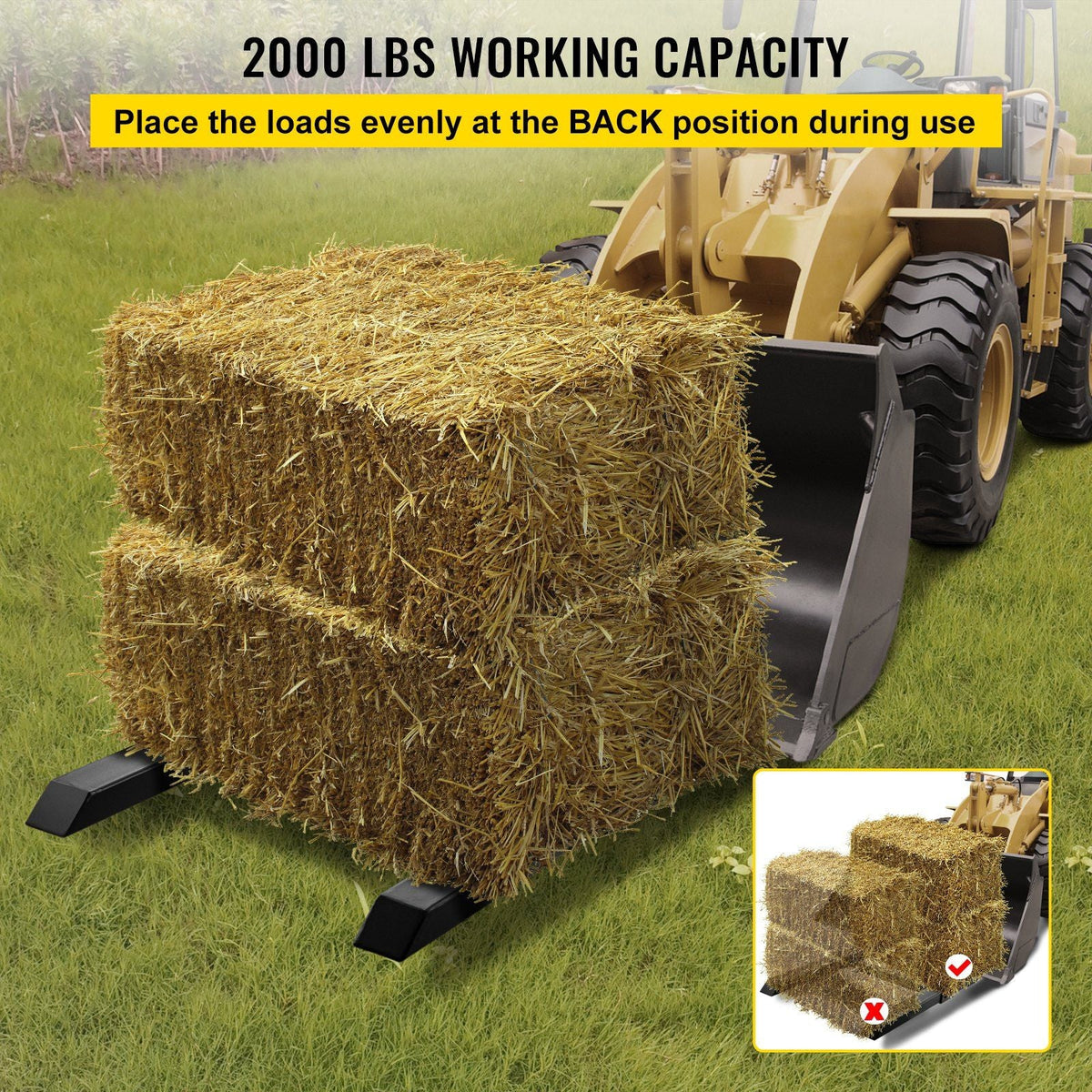 Pallet Forks 2000lbs Capacity Tractor Forks for Loader Tractor Skid Steers