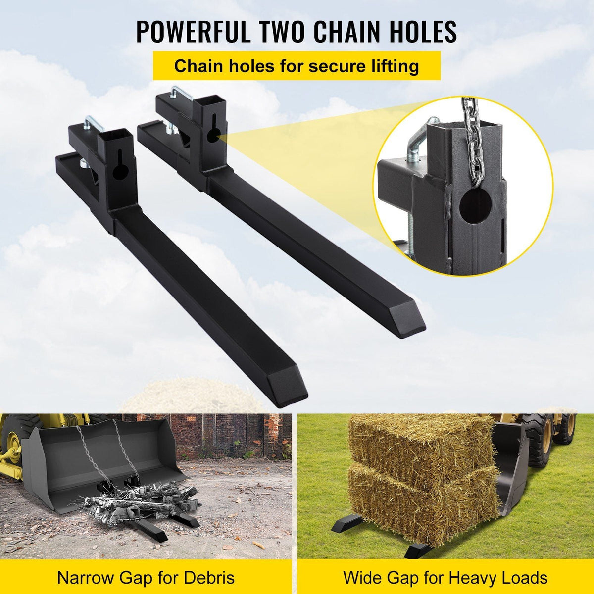 Pallet Forks 2000lbs Capacity Tractor Forks for Loader Tractor Skid Steers