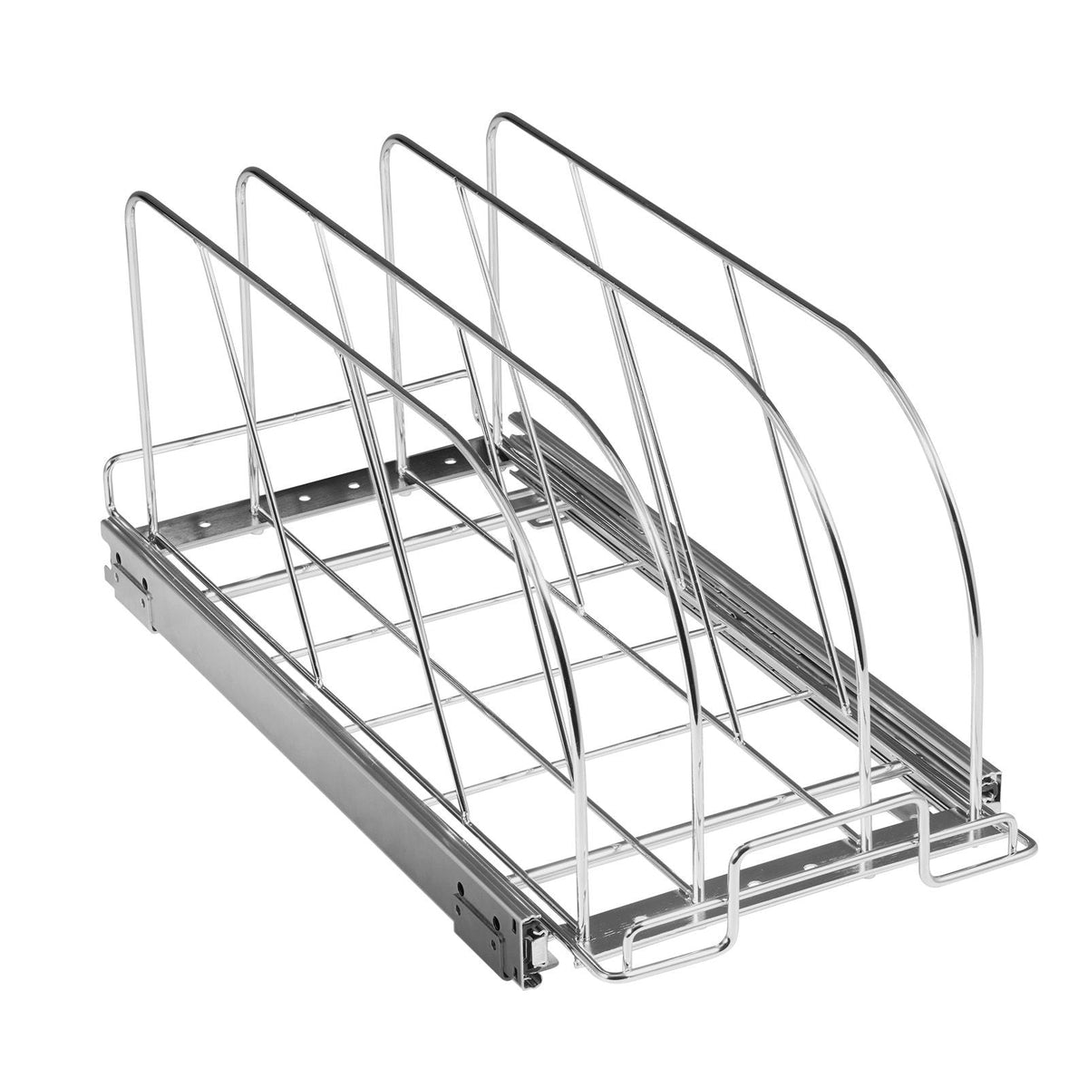Pan and Pot Rack, Expandable Pull Out Under Cabinet Organizer, Cookie Sheet Baking Pans tray Organization, Adjustable Wire Dividers, Steel Lid Holder for Kitchen Cabinet & Pantry Storage, 8.5"W