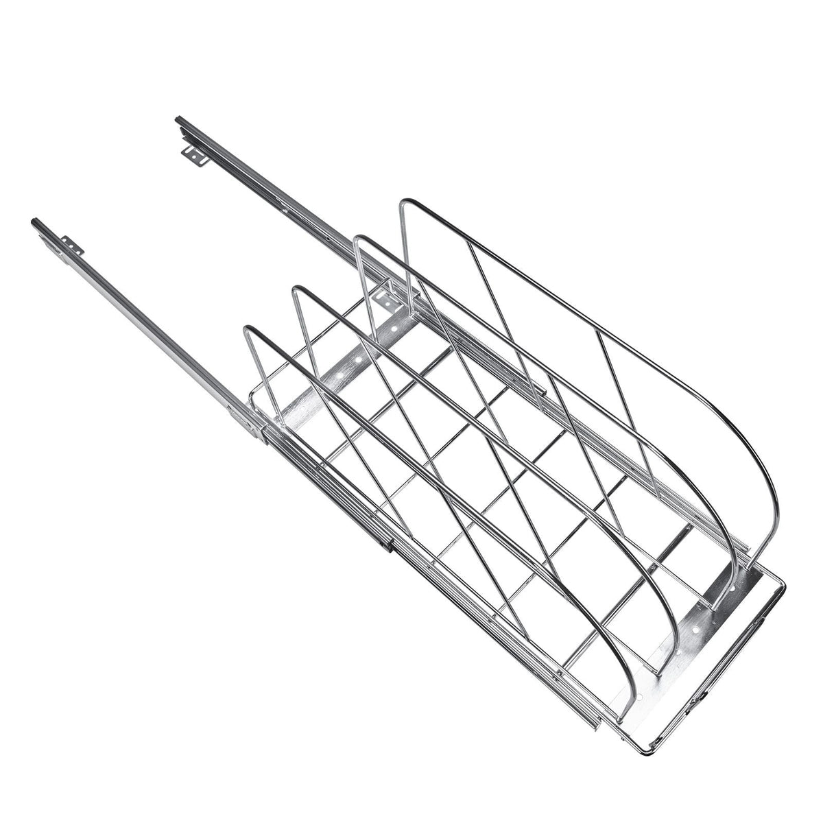 Pan and Pot Rack, Expandable Pull Out Under Cabinet Organizer, Cookie Sheet Baking Pans tray Organization, Adjustable Wire Dividers, Steel Lid Holder for Kitchen Cabinet & Pantry Storage, 8.5"W