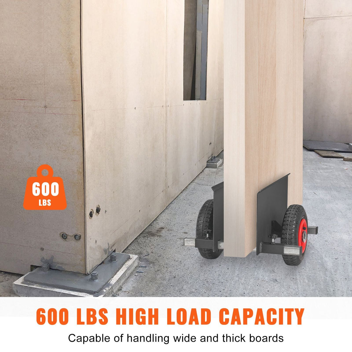 Panel Dolly, 600LBS Capacity Slab Dolly, Heavy-duty Drywall Mover with 8" Pneumatic Wheels, Adjustable Clamp Panel Cart for Drywall Sheet, Material Handling, All Terrain Moving Cart