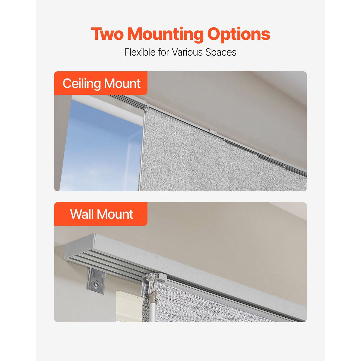 Panel Track Blinds, Extendable Track from 45.8 in to 86 in W, Trimmable Panel Curtains Up to 96 in H, Adjustable Vertical Panel Blinds for Sliding Doors, Patio Doors, Room Divider, Window, Gray