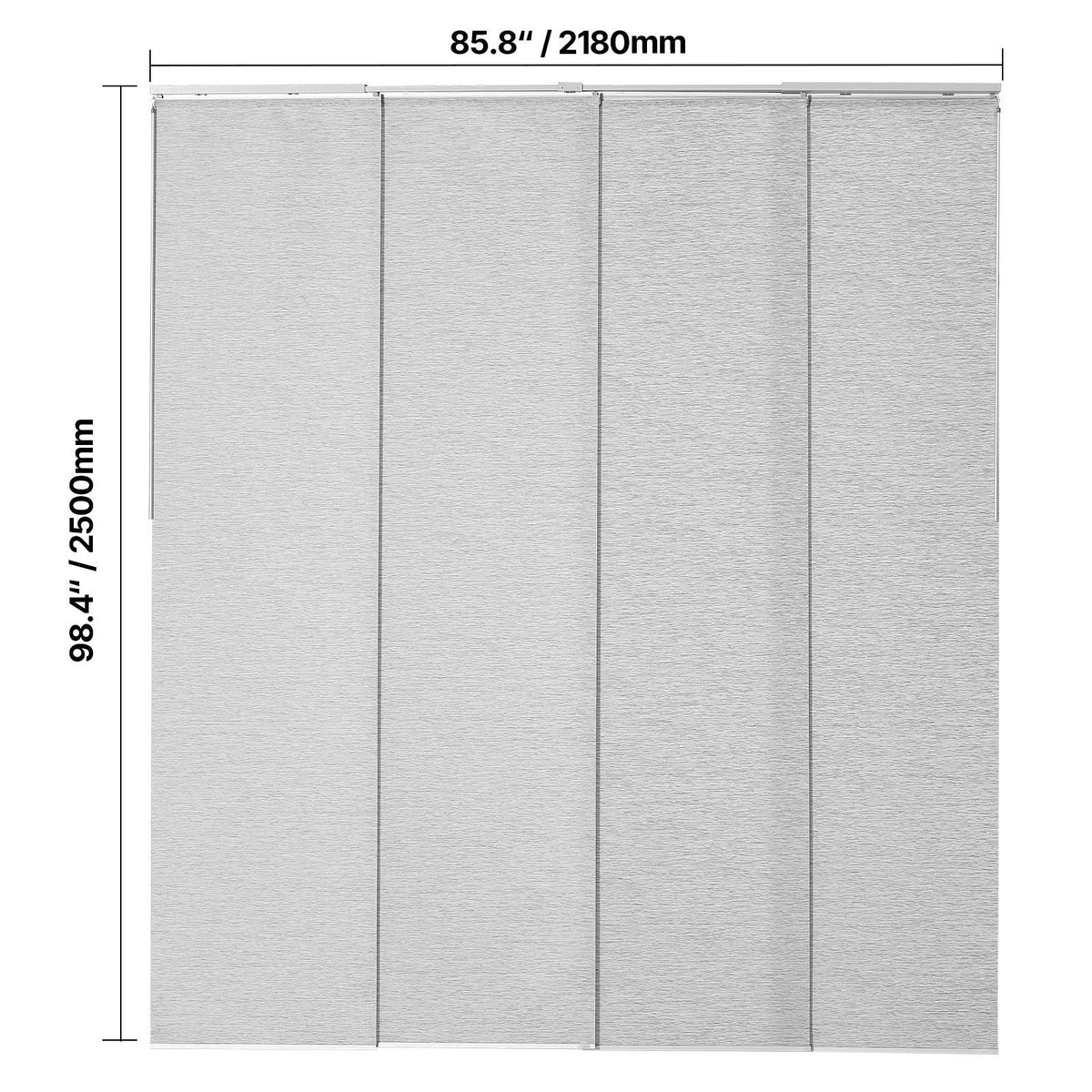 Panel Track Blinds, Extendable Track from 45.8 in to 86 in W, Trimmable Panel Curtains Up to 96 in H, Adjustable Vertical Panel Blinds for Sliding Doors, Patio Doors, Room Divider, Window, Gray