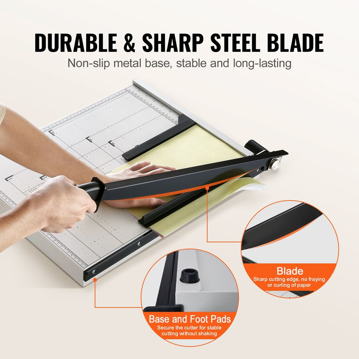 Paper Cutter, Guillotine Trimmer, 18" Cut Length, 15 Sheets Capacity, Heavy Duty Guillotine Paper Cutter with Guard Rail/Blade Lock for Cardstock/Cardboard, Paper Trimmer for Home Office School