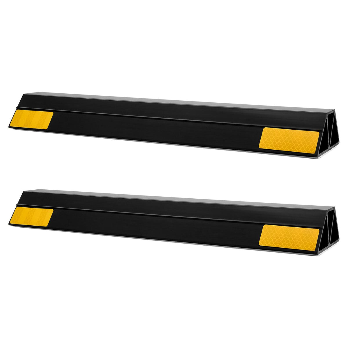 Parking Stopper, 16 Inch 2 Pcs Heavy Duty Parking Aid for Garage, PP Curb Garage Floor Stopper with Reflective Strips, Vehicles Gadgets for Cars Vans Trucks Tire Wheel Guide Block Stops Bumpers