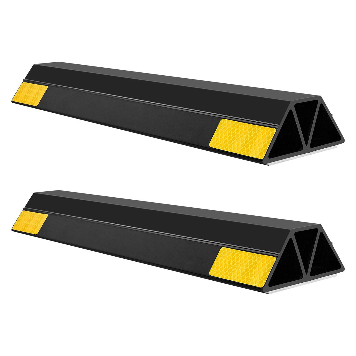Parking Stopper, 16 Inch 2 Pcs Heavy Duty Parking Aid for Garage, PP Curb Garage Floor Stopper with Reflective Strips, Vehicles Gadgets for Cars Vans Trucks Tire Wheel Guide Block Stops Bumpers