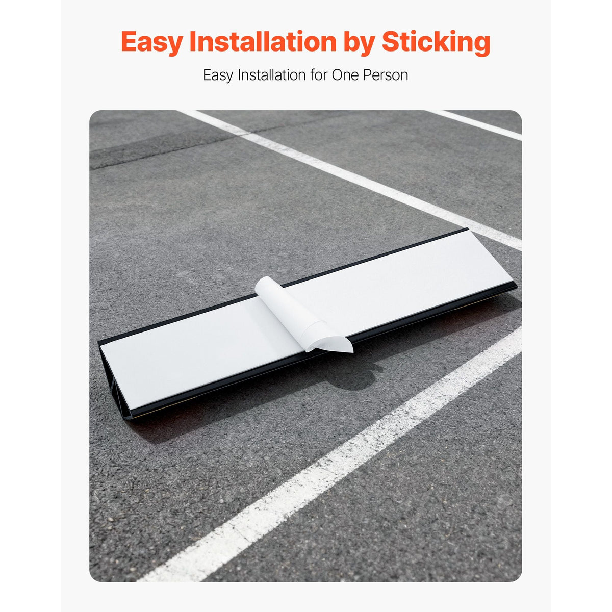 Parking Stopper, 16 Inch 2 Pcs Heavy Duty Parking Aid for Garage, PP Curb Garage Floor Stopper with Reflective Strips, Vehicles Gadgets for Cars Vans Trucks Tire Wheel Guide Block Stops Bumpers