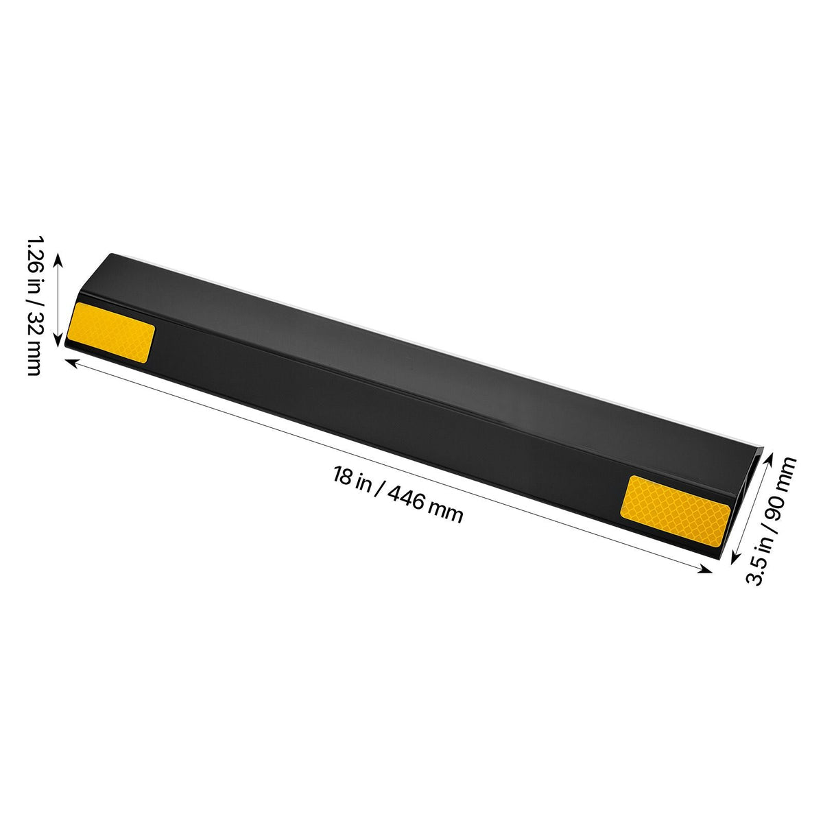 Parking Stopper, 18 Inch 2 Pcs Heavy Duty Parking Aid for Garage, PP Curb Garage Floor Stopper with Reflective Strips, Vehicles Gadgets for Cars Vans Trucks Tire Wheel Guide Block Stops Bumpers
