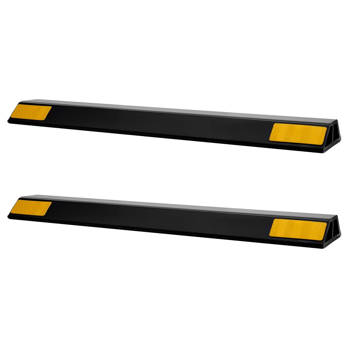 Parking Stopper, 18 Inch 2 Pcs Heavy Duty Parking Aid for Garage, PP Curb Garage Floor Stopper with Reflective Strips, Vehicles Gadgets for Cars Vans Trucks Tire Wheel Guide Block Stops Bumpers