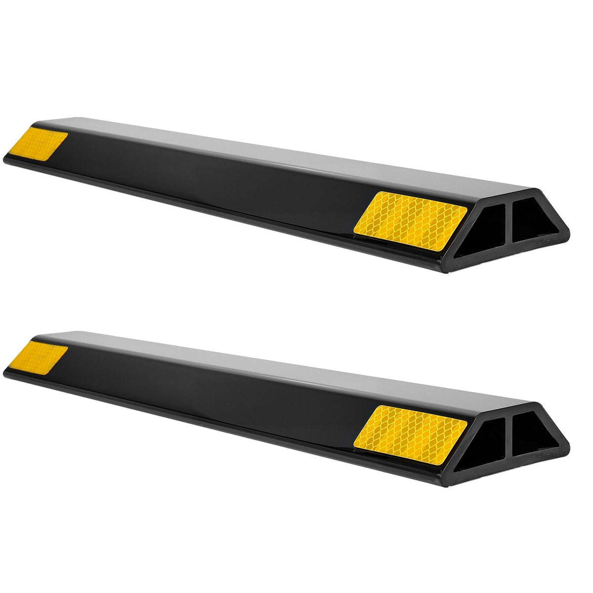 Parking Stopper, 18 Inch 2 Pcs Heavy Duty Parking Aid for Garage, PP Curb Garage Floor Stopper with Reflective Strips, Vehicles Gadgets for Cars Vans Trucks Tire Wheel Guide Block Stops Bumpers