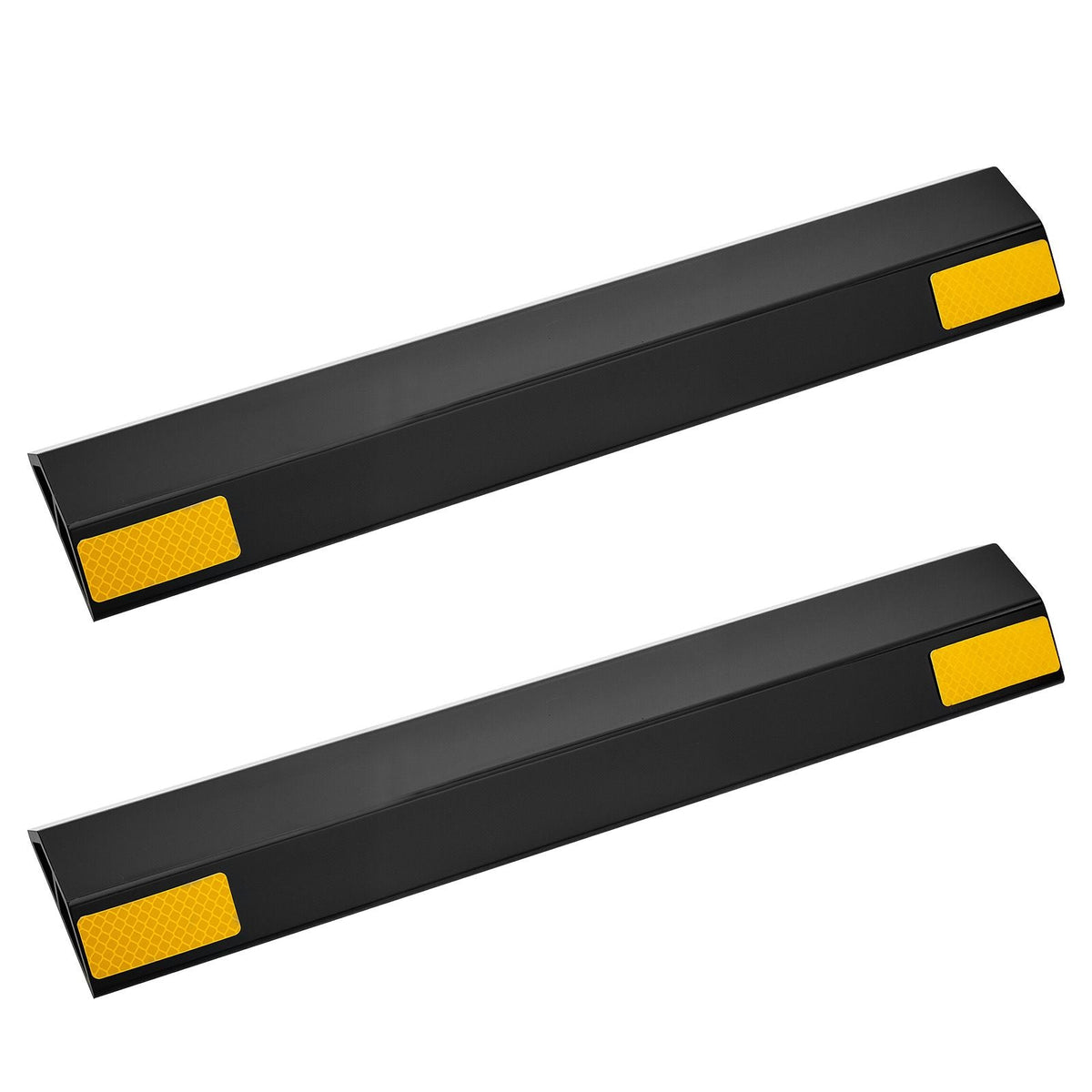 Parking Stopper, 18 Inch 2 Pcs Heavy Duty Parking Aid for Garage, PP Curb Garage Floor Stopper with Reflective Strips, Vehicles Gadgets for Cars Vans Trucks Tire Wheel Guide Block Stops Bumpers