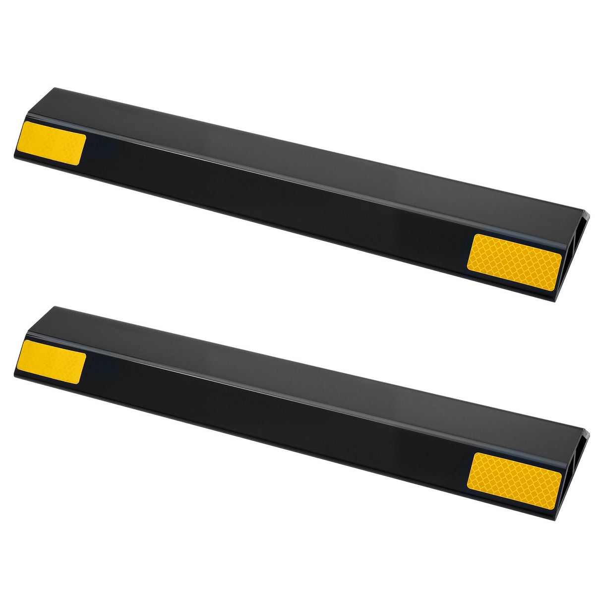 Parking Stopper, 18 Inch 2 Pcs Heavy Duty Parking Aid for Garage, PP Curb Garage Floor Stopper with Reflective Strips, Vehicles Gadgets for Cars Vans Trucks Tire Wheel Guide Block Stops Bumpers