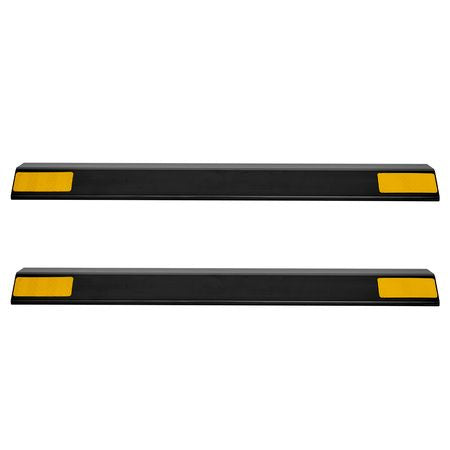 Parking Stopper, 18 Inch 2 Pcs Heavy Duty Parking Aid for Garage, PP Curb Garage Floor Stopper with Reflective Strips, Vehicles Gadgets for Cars Vans Trucks Tire Wheel Guide Block Stops Bumpers