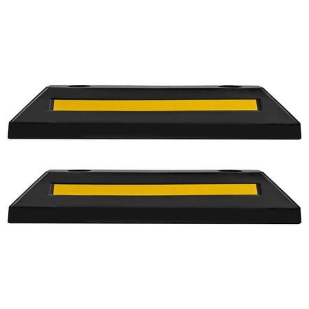 Parking Stopper, 21.6 Inch 2 Pcs Heavy Duty Parking Aid for Garage, Rubber Curb Garage Floor Stopper with Reflective Strips, Aid Gadgets for Cars Vans Trucks Tire Wheel Guide Block Stops Bumpers