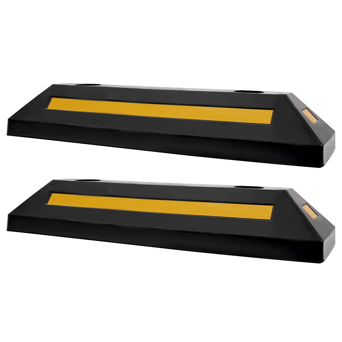 Parking Stopper, 21.6 Inch 2 Pcs Heavy Duty Parking Aid for Garage, Rubber Curb Garage Floor Stopper with Reflective Strips, Aid Gadgets for Cars Vans Trucks Tire Wheel Guide Block Stops Bumpers