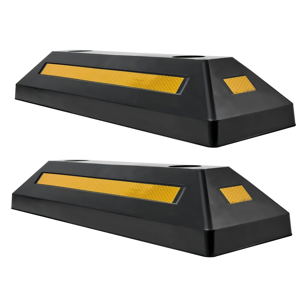Parking Stopper, 21.6 Inch 2 Pcs Heavy Duty Parking Aid for Garage, Rubber Curb Garage Floor Stopper with Reflective Strips, Aid Gadgets for Cars Vans Trucks Tire Wheel Guide Block Stops Bumpers