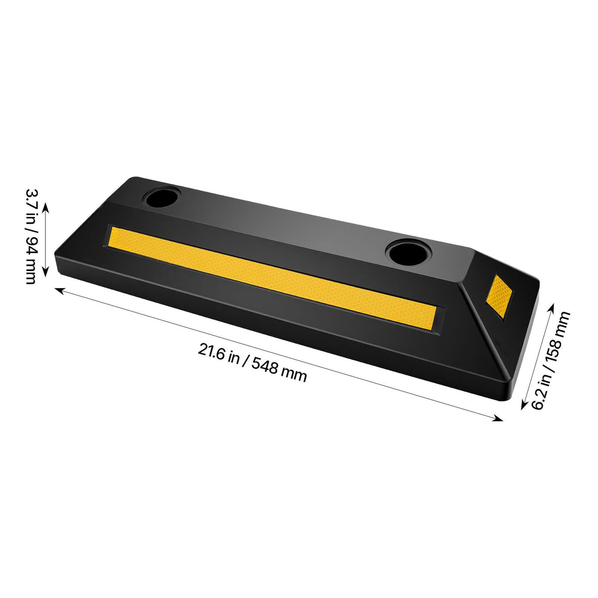 Parking Stopper, 21.6 Inch 2 Pcs Heavy Duty Parking Aid for Garage, Rubber Curb Garage Floor Stopper with Reflective Strips, Aid Gadgets for Cars Vans Trucks Tire Wheel Guide Block Stops Bumpers