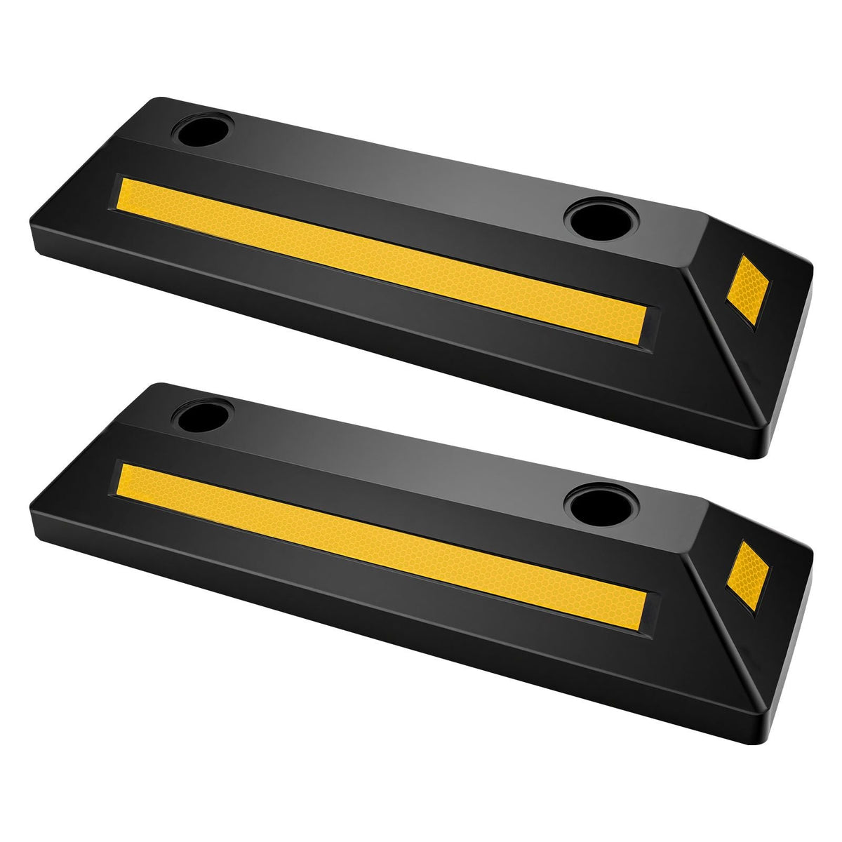 Parking Stopper, 21.6 Inch 2 Pcs Heavy Duty Parking Aid for Garage, Rubber Curb Garage Floor Stopper with Reflective Strips, Aid Gadgets for Cars Vans Trucks Tire Wheel Guide Block Stops Bumpers