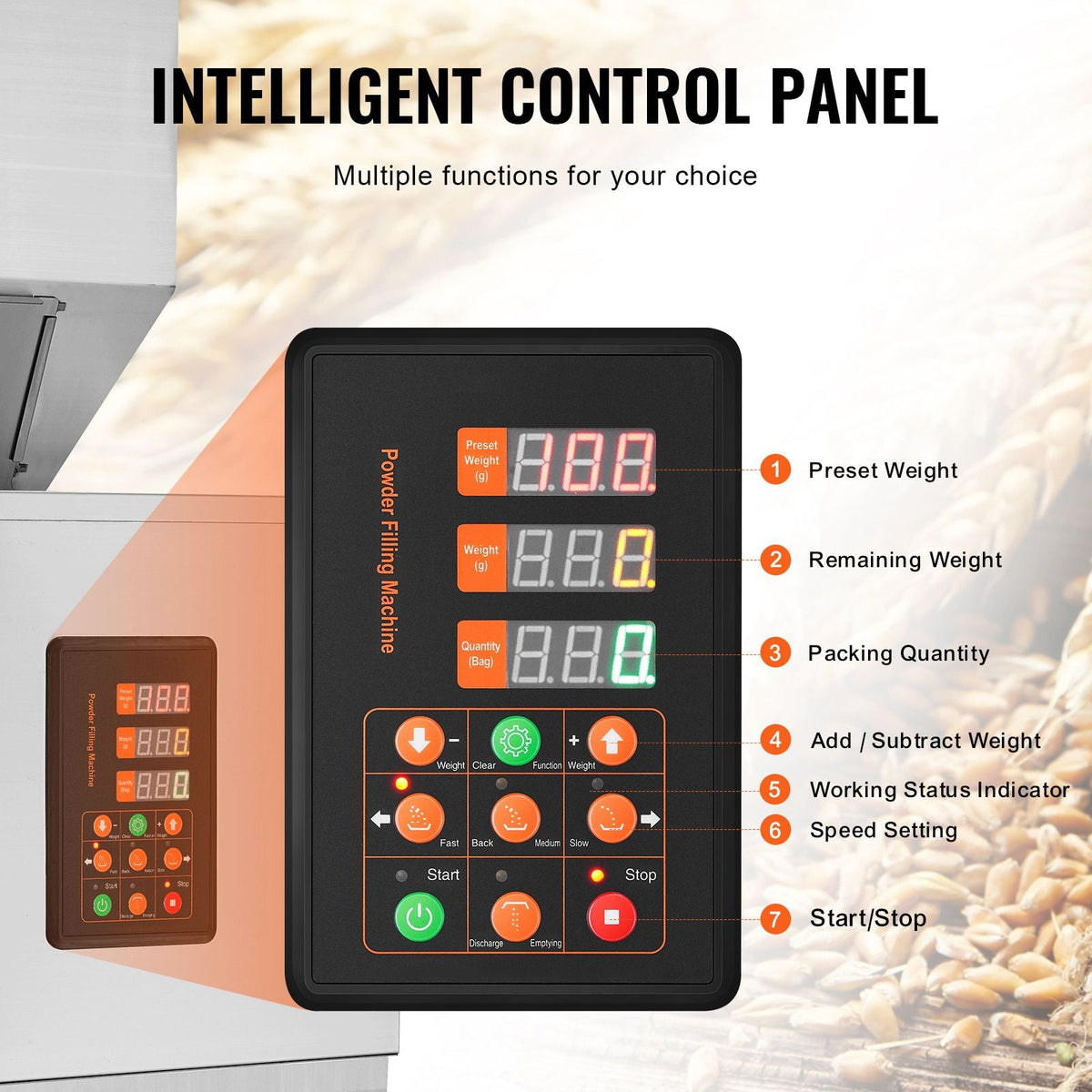 Particle Filling Machine, 0.022-2.2 lbs/10-1000g, Automatic Filler Machine with Foot Pedal, Stainless Steel Weighing Filling Machine, Weigh Filler for Beans Seeds Grains Tea Granular Packing