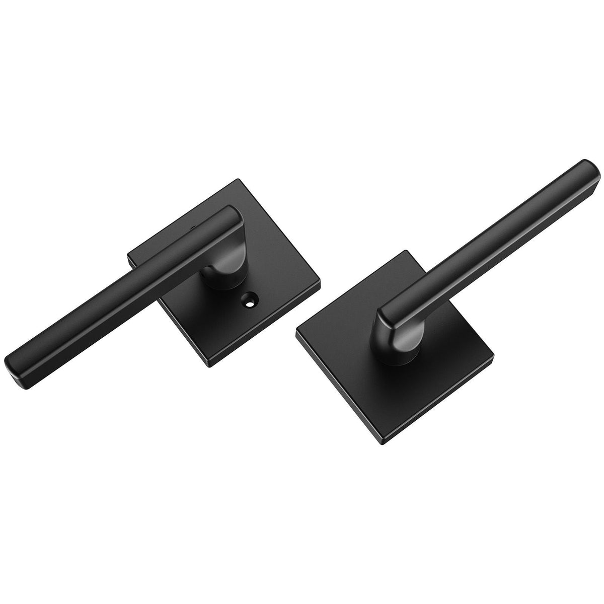 Passage Door Handle, 5 Pack Matte Black Door Lever, Left or Right Handing Reversible Lever Non-Locking, 45° Rotation to Open, Universal Square Interior for Hallways, Closets, Meeting Spaces