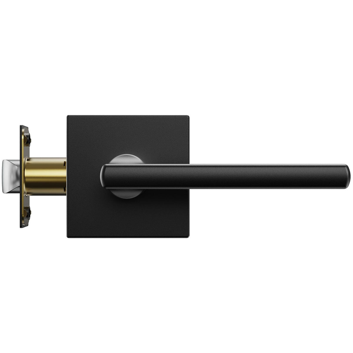 Passage Door Handle, 5 Pack Matte Black Door Lever, Left or Right Handing Reversible Lever Non-Locking, 45° Rotation to Open, Universal Square Interior for Hallways, Closets, Meeting Spaces