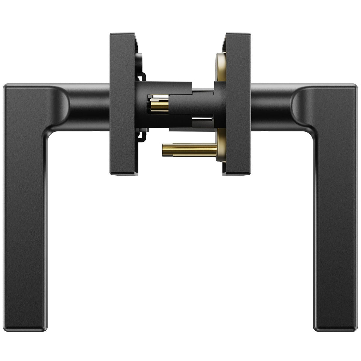 Passage Door Handle, 5 Pack Matte Black Door Lever, Left or Right Handing Reversible Lever Non-Locking, 45° Rotation to Open, Universal Square Interior for Hallways, Closets, Meeting Spaces