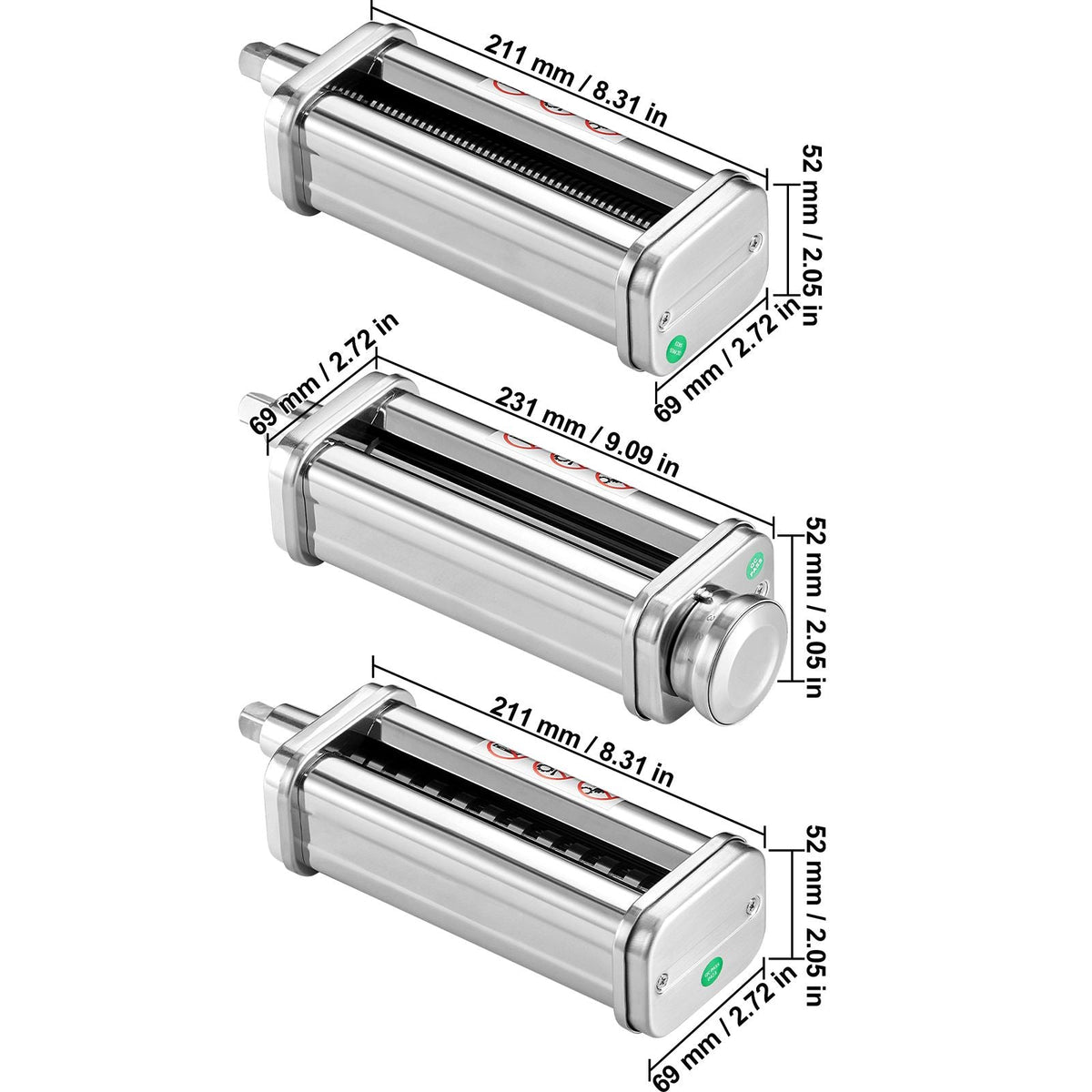 Pasta Attachment for KitchenAid Stand Mixer, Stainless Steel Pasta Roller Cutter Set Including Pasta Sheet Roller, Spaghetti and Fettuccine Cutter, 8 Adjustable Thickness Knob Pasta Maker, 3Pcs