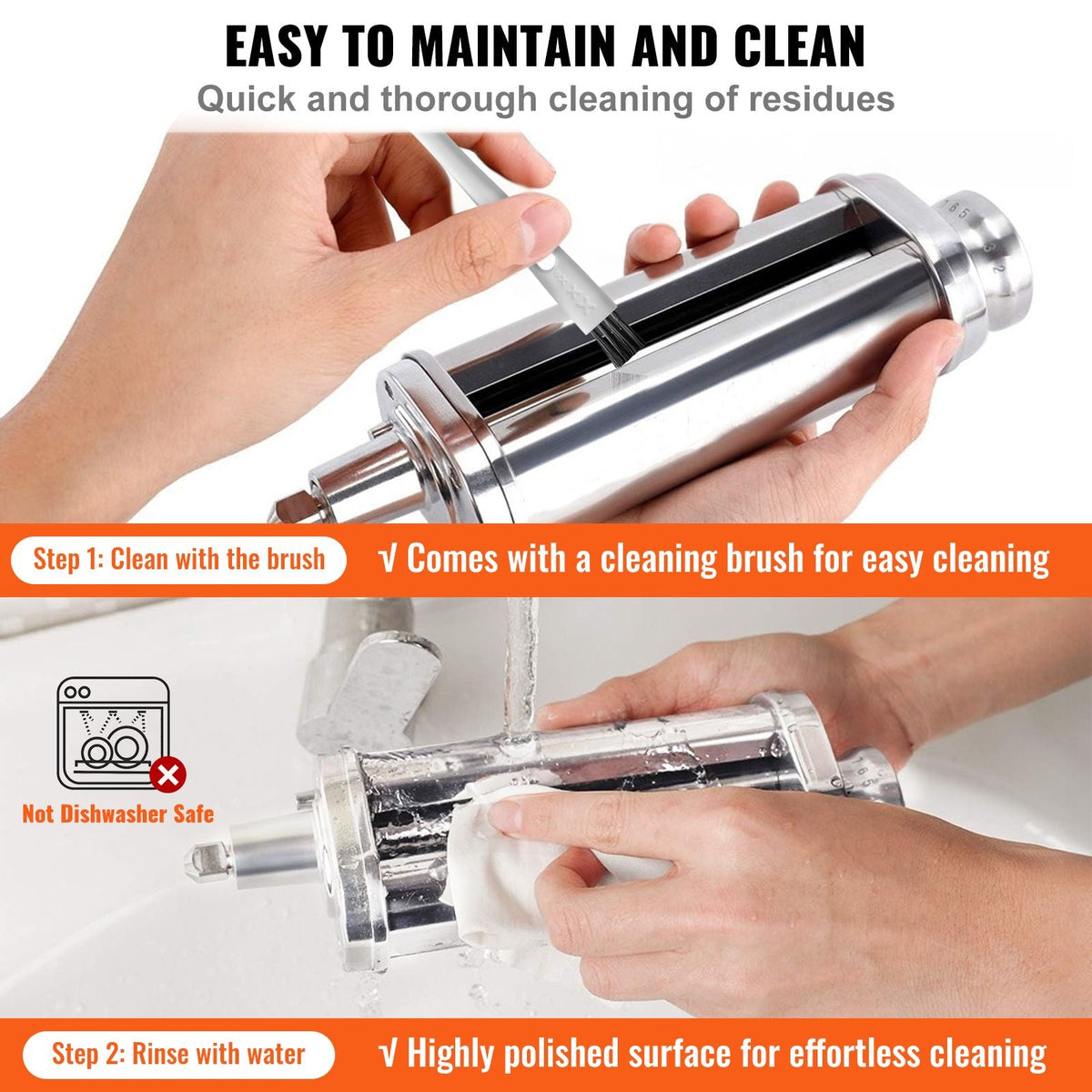 Pasta Attachment for KitchenAid Stand Mixer, Stainless Steel Pasta Roller Cutter Set Including Pasta Sheet Roller, Spaghetti and Fettuccine Cutter, 8 Adjustable Thickness Knob Pasta Maker, 3Pcs