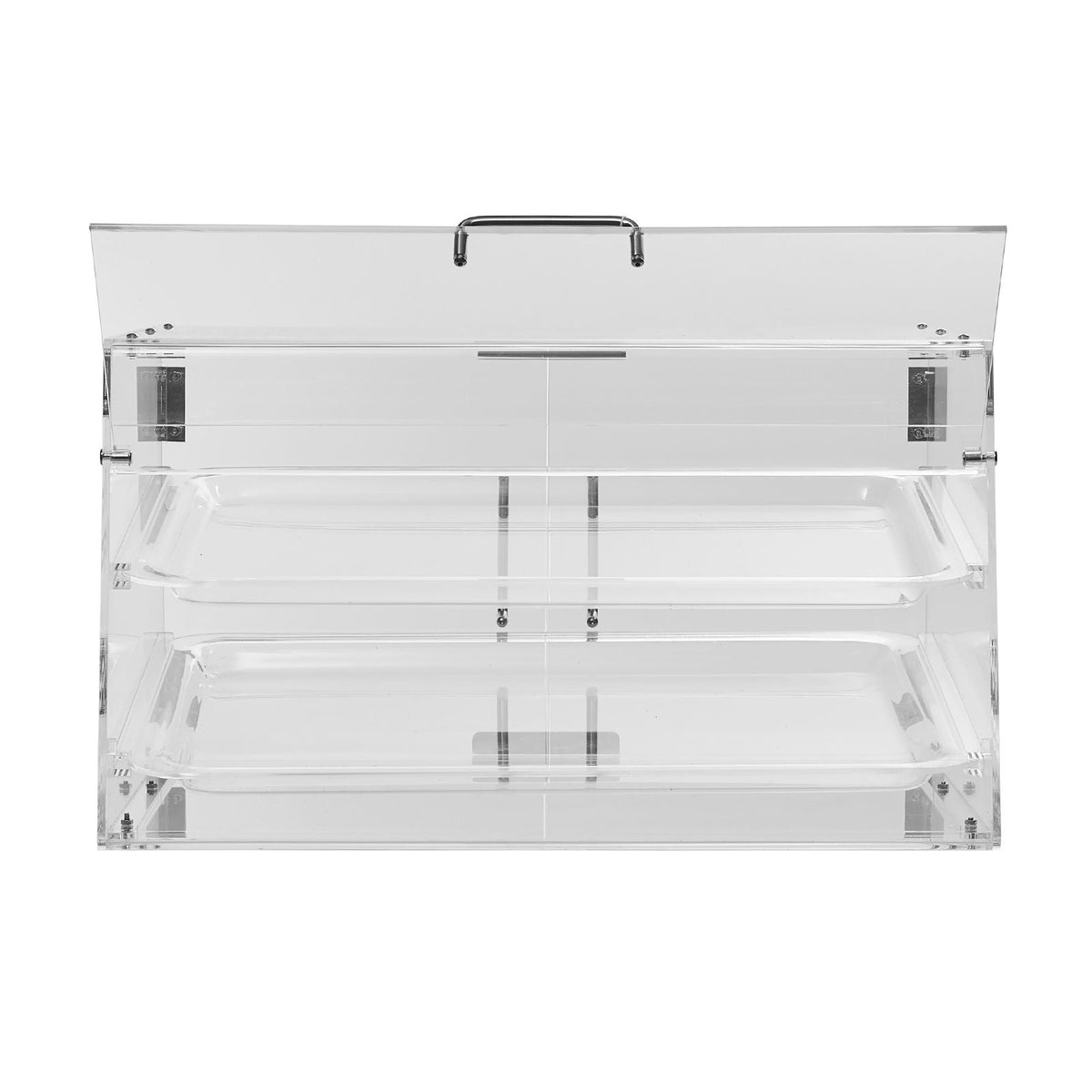 Pastry Display Case, 2-Tier Commercial Countertop Bakery Display Case, Acrylic Display Box with Rear Door Access & Removable Shelves, Keep Fresh for Donut Bagels Cake Cookie, 20.7"x13.2"x11.9"