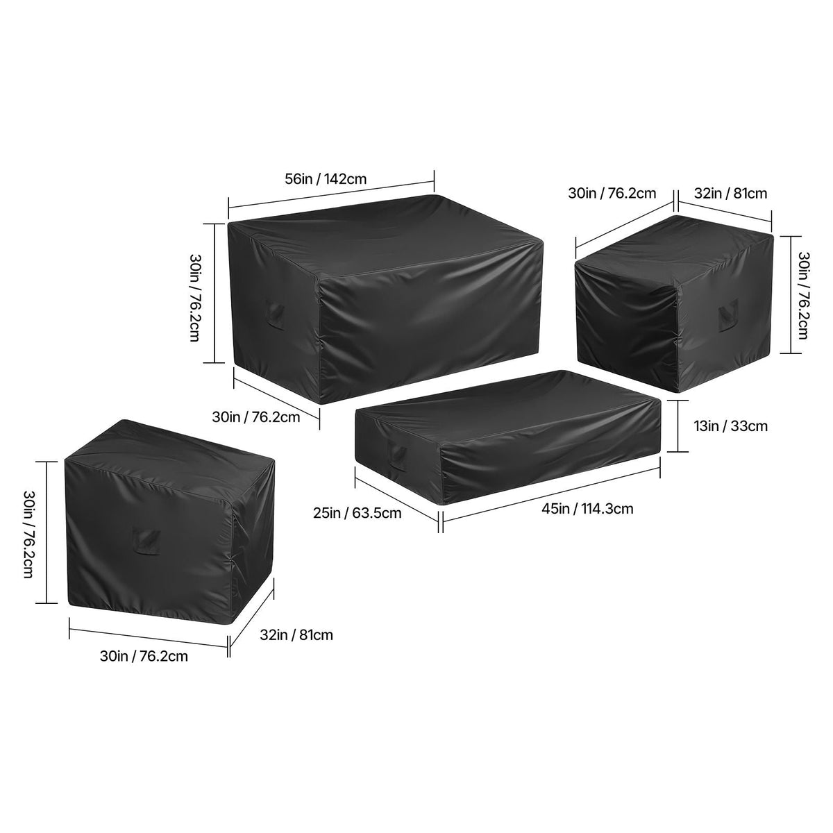 Patio Furniture Cover 4-Piece Set, 420D Heavy Duty Waterproof Outdoor Dining Table and Chairs Cover Set, Lawn Patio Furniture Covers for Outdoor Sofa, Couch, Chairs, Coffee Table, Black