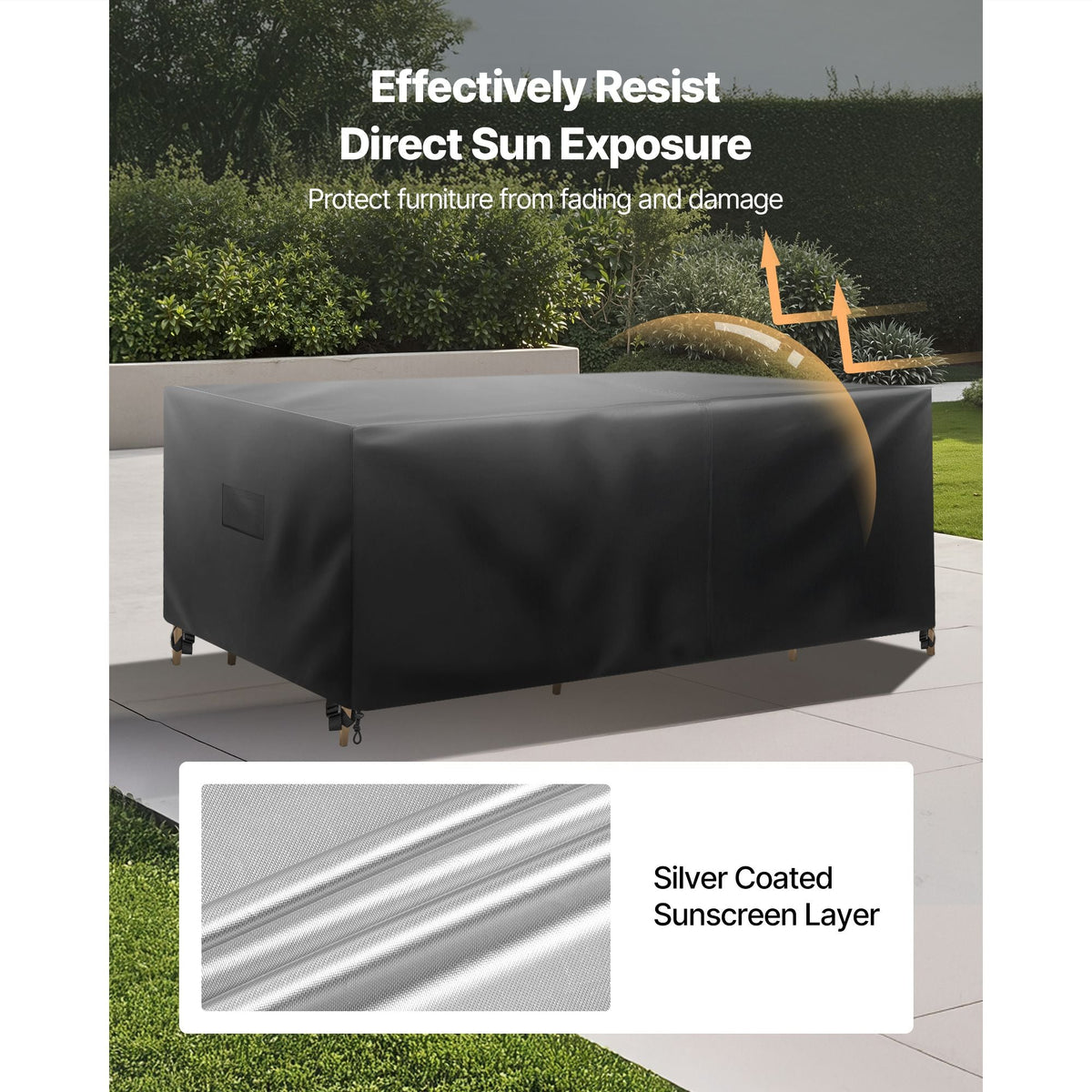 Patio Furniture Cover, 420D Heavy Duty Waterproof Outdoor Dining Table and Chairs Cover, Large Rectangular Patio Table Covers with Air Vent for All Weather, 110L x 84W x 28H inch, Black