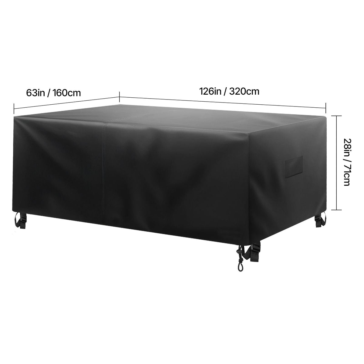 Patio Furniture Cover, 420D Heavy Duty Waterproof Outdoor Dining Table and Chairs Cover, Large Rectangular Patio Table Covers with Air Vent for All Weather, 126L x 63W x 28H inch, Black