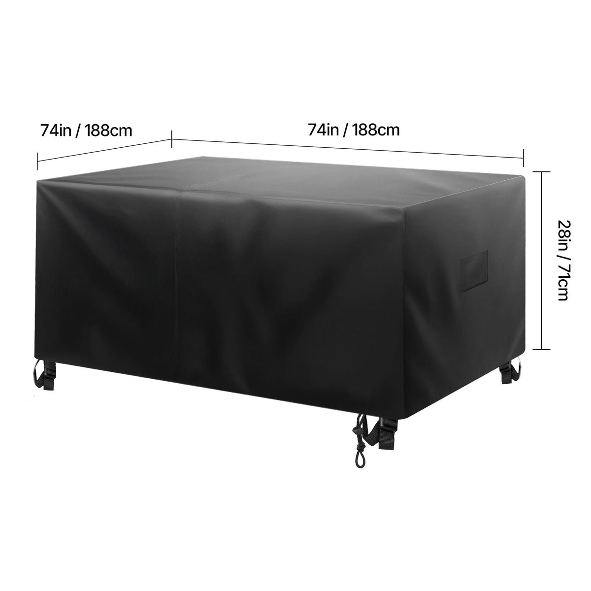 Patio Furniture Cover, 420D Heavy Duty Waterproof Outdoor Dining Table and Chairs Cover, Large Squre Patio Table Covers with Air Vent for All Weather, 74L x 74W x 28H inch, Black