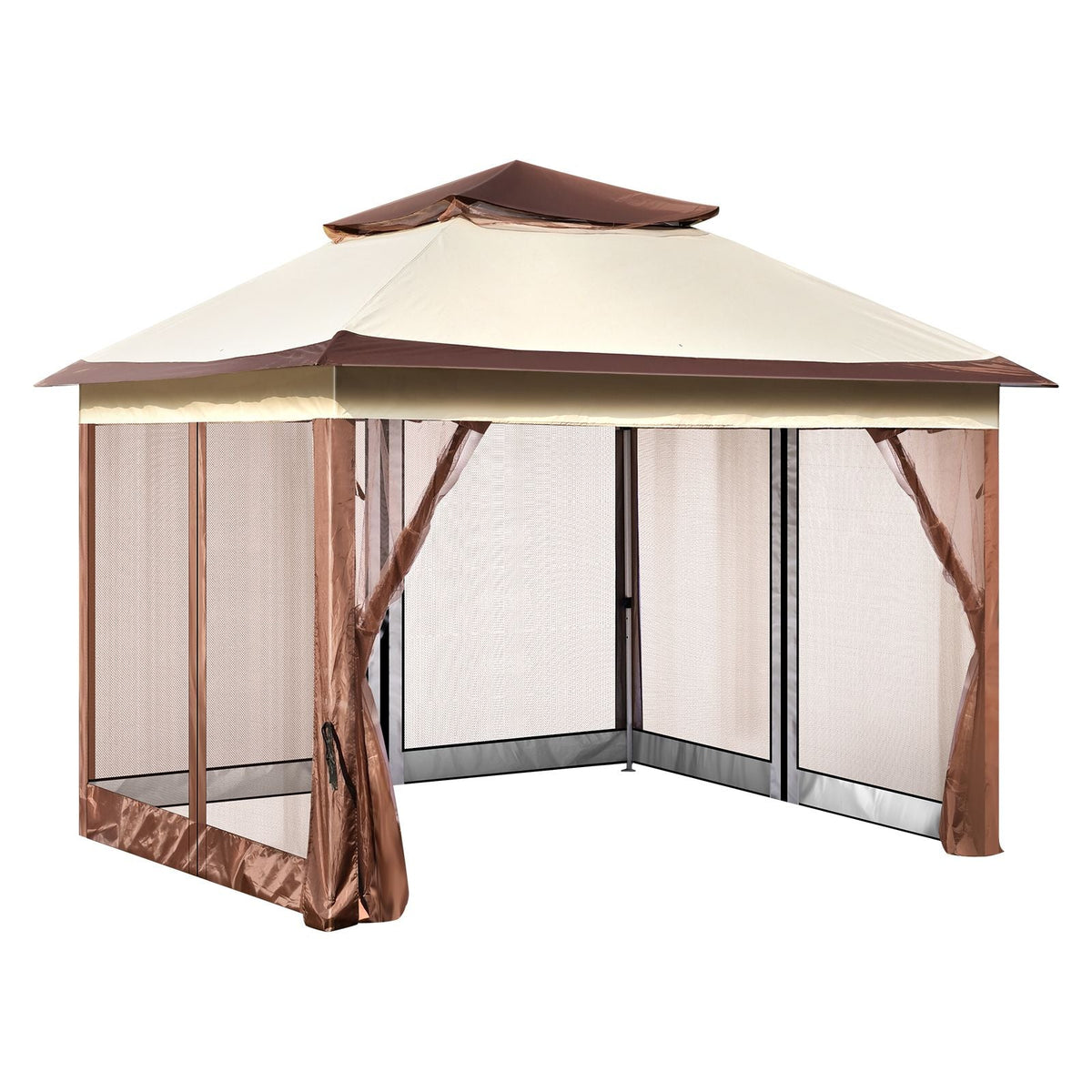 Patio Gazebo, 11 x 11 FT Pop up Gazebo for 8-10 Person, with Mosquito Netting, Metal Frame, and PU Coated 250D Oxford Cloth, Outdoor Canopy Shelter for Patio, Backyard, Lawn, Garden, Deck