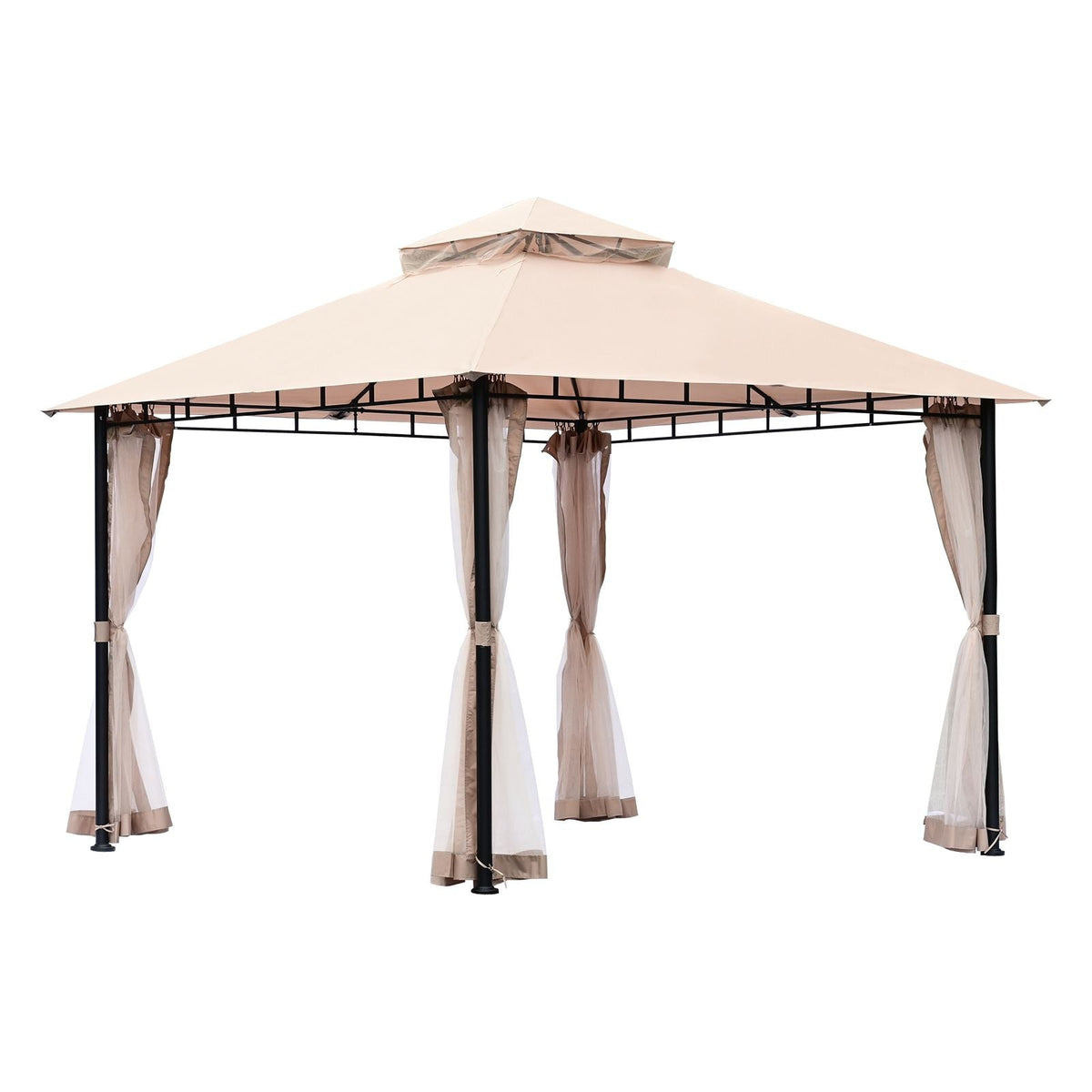 Patio Gazebo for 6-8 Person, 10 x 10 FT Backyard Gazebo, with Mosquito Netting, Metal Frame, and PU Coated 180G Polyester, Outdoor Canopy Shelter for Patio, Backyard, Lawn, Garden, Deck