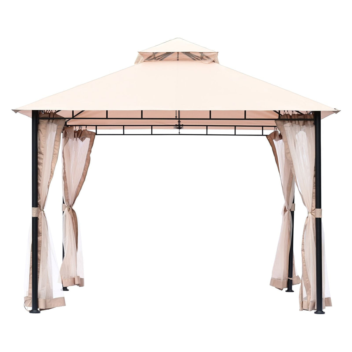 Patio Gazebo for 6-8 Person, 10 x 10 FT Backyard Gazebo, with Mosquito Netting, Metal Frame, and PU Coated 180G Polyester, Outdoor Canopy Shelter for Patio, Backyard, Lawn, Garden, Deck