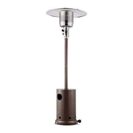 Patio Heater for Outdoor Use, 50000BTU Propane Heater Tall Hammered With Round Table Design, Metal Burner and Wheels, Fixed Outdoor Patio Flame Heater for Patio, Party, Backyard, Garden, Bronze