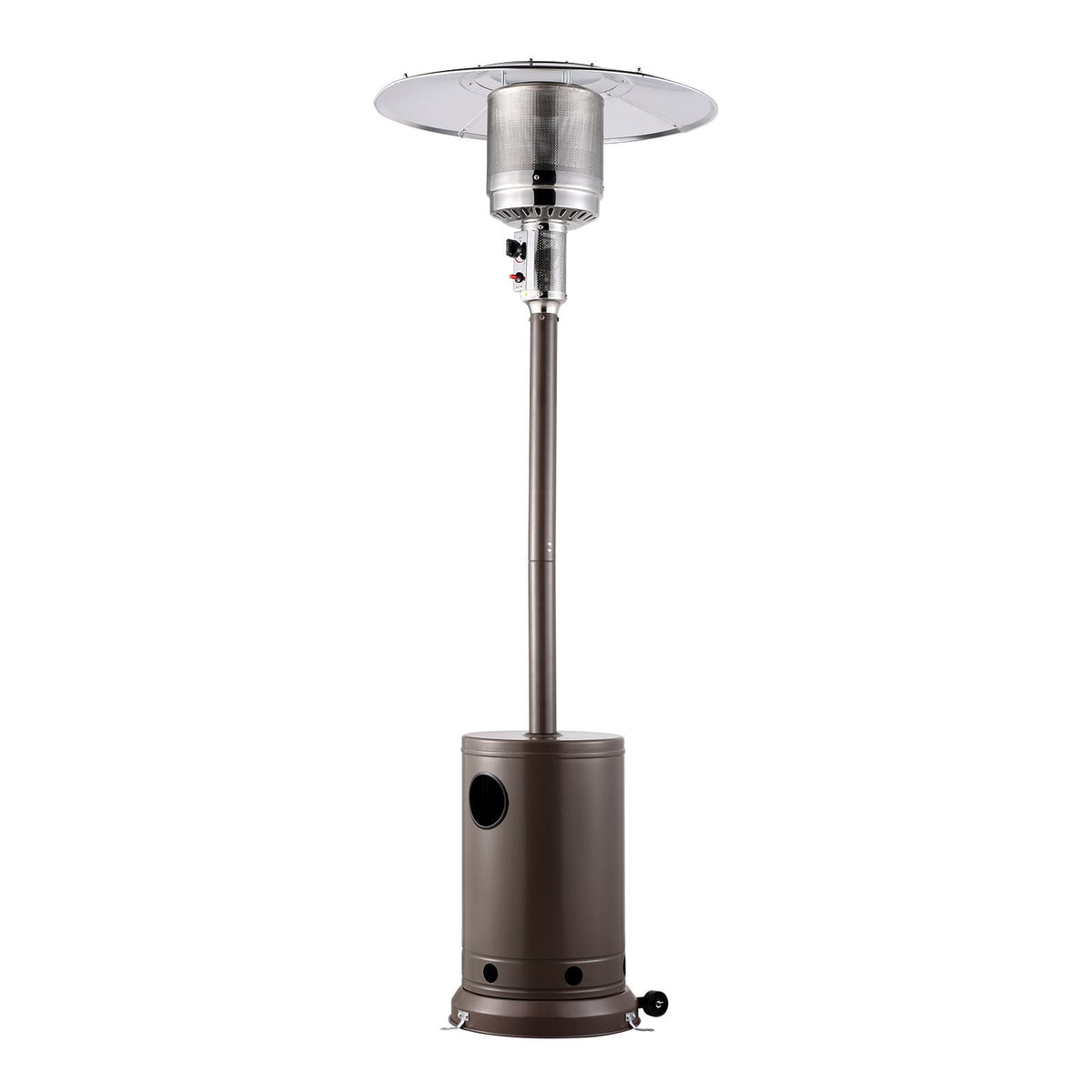 Patio Heater for Outdoor Use, 50000BTU Propane Heater Tall Hammered With Round Table Design, Metal Burner and Wheels, Fixed Outdoor Patio Flame Heater for Patio, Party, Backyard, Garden, Bronze