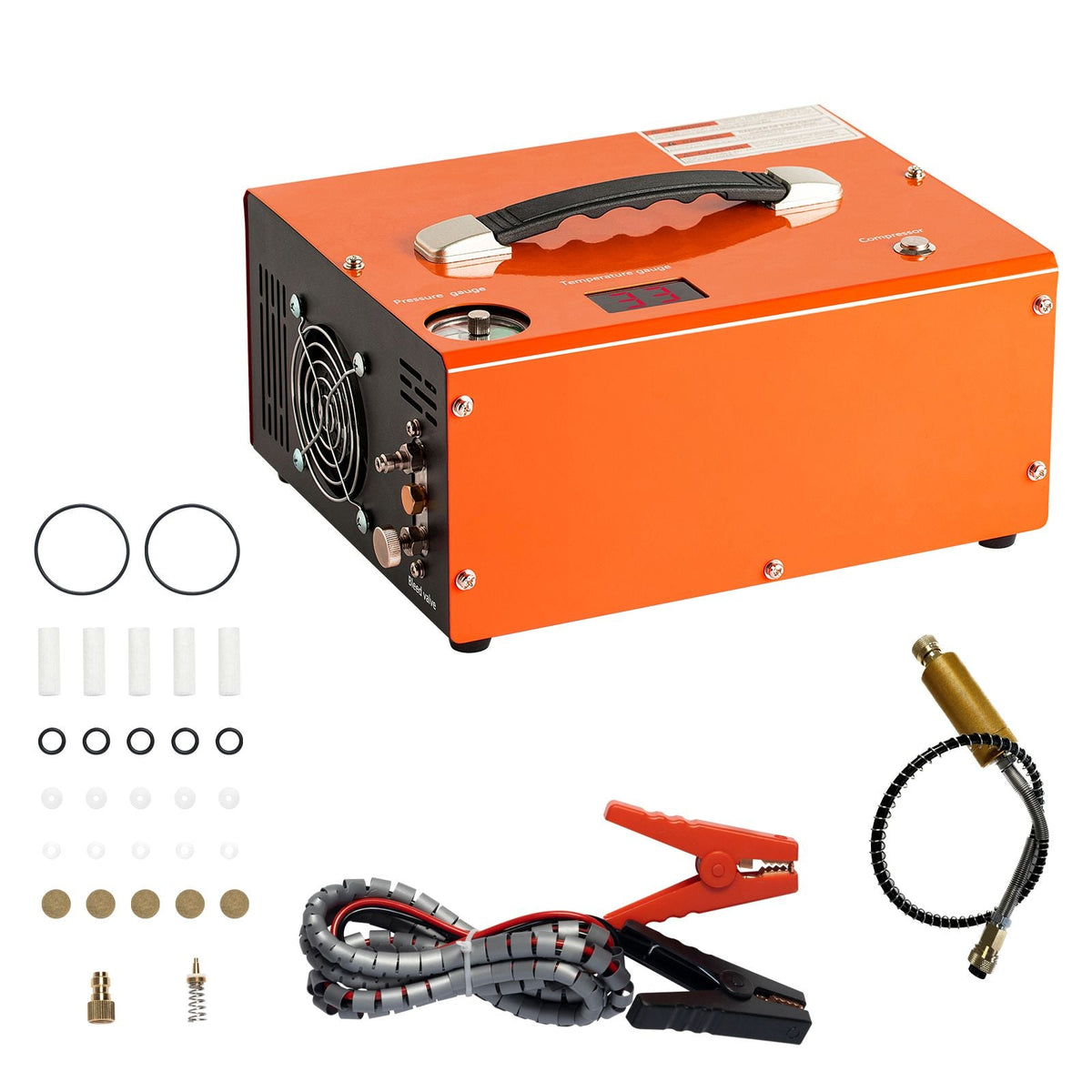 PCP Air Compressor, 4500PSI Portable PCP Airgun Compressor with Built-in Converter, Auto-Stop | DC12V/AC120V | Oil & Water-Free Paintball Tank Compressor Pump for Air Rifle, Scuba Diving Bottle