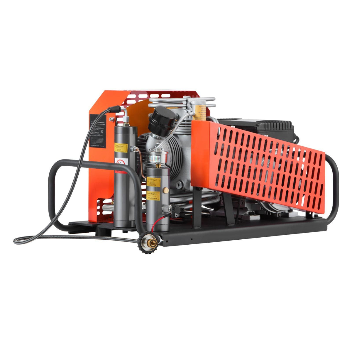 PCP Air Compressor, 4500PSI/30Mpa Diving Scuba Tank Air Compressor, 60 L/min Four-Cylinder Auto Stop PCP Rifle Compressor Pump with Fan Cooling System for Scuba Tanks, Paintball, Firefighting